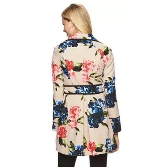 ELLE Floral Trench Coat Size 2 New Condition - Picture 6 of 6